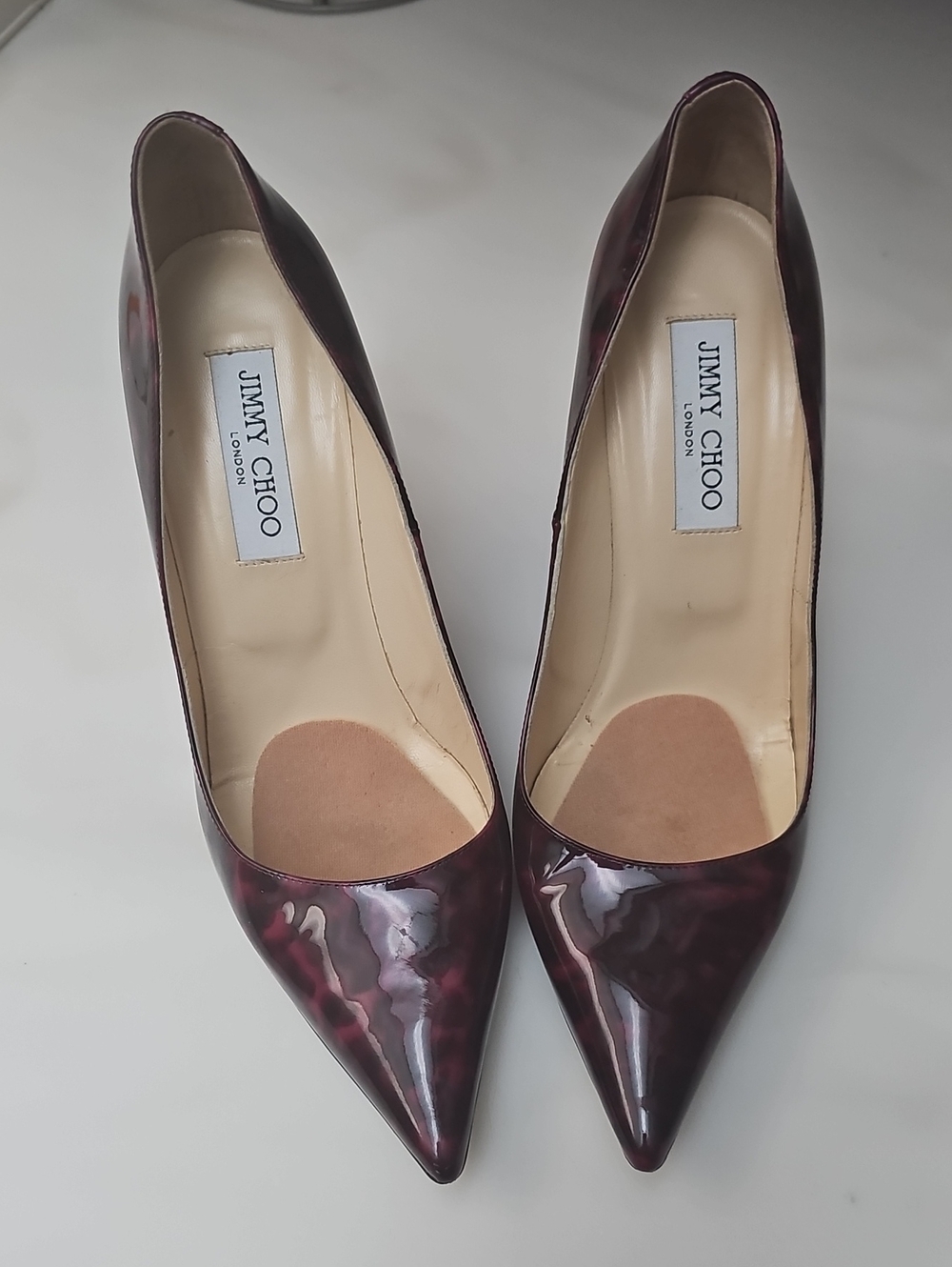 Jimmy Choo Women's Red/Black Patent leather Pointed-Toe Pumps - Picture 8 of 13